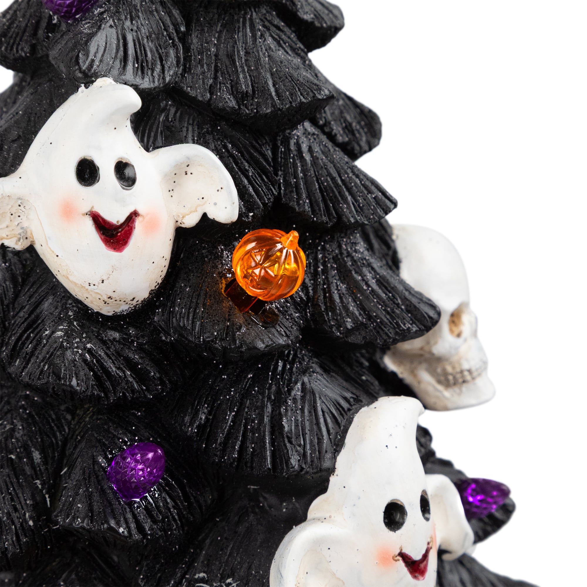12" Black LED Lighted Skull & Ghost Halloween Tree
